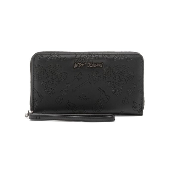 BETSEY JOHNSON Black Zip Around Skull Wallet - Picture 1 of 2